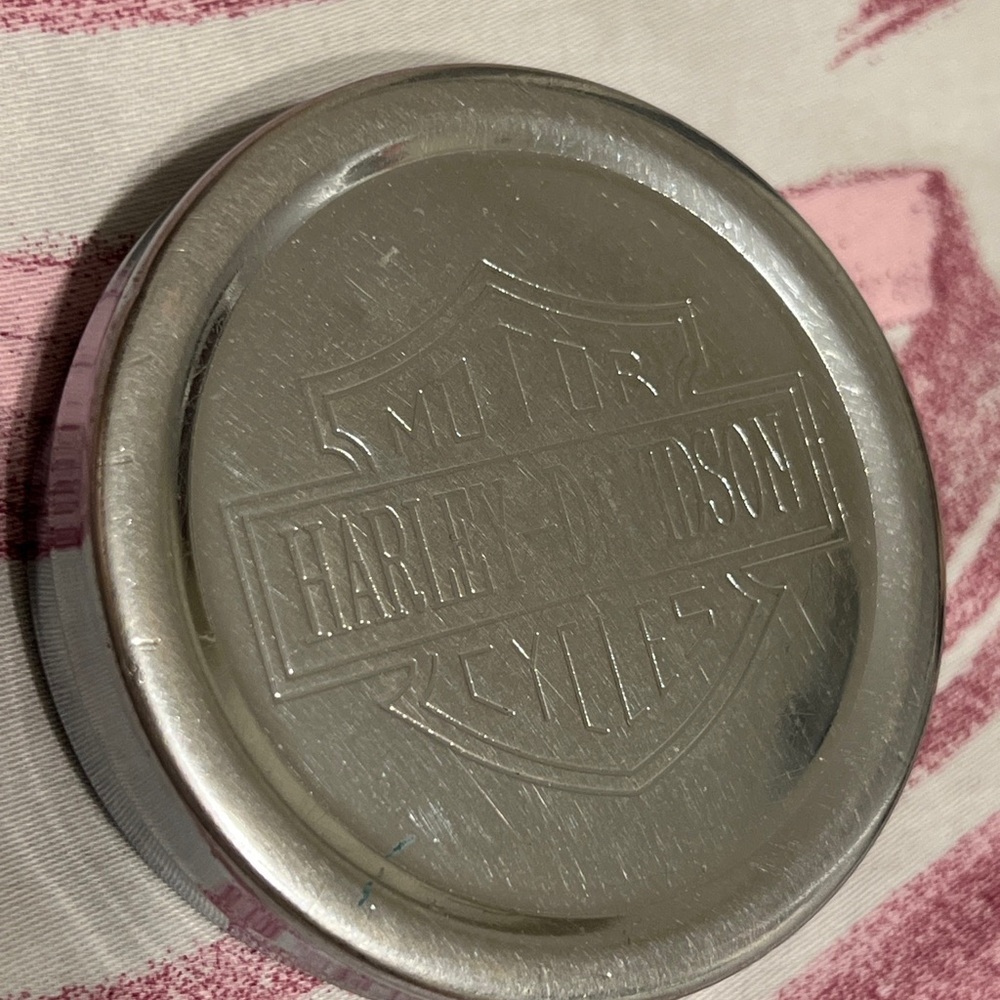 Vintage Motor Harley-Davidson Cycles Embossed Small Round Tin Box Container